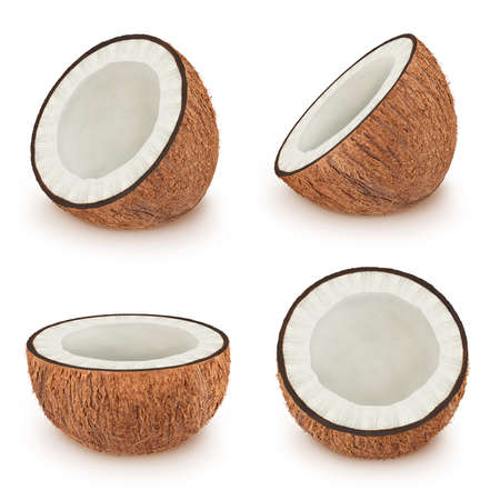 Set of coconuts isolated on a white.の写真素材