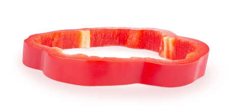 Slice of red Bell pepper isolated on a white background.の写真素材