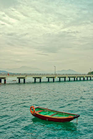 Lonely Boat on riverのeditorial素材