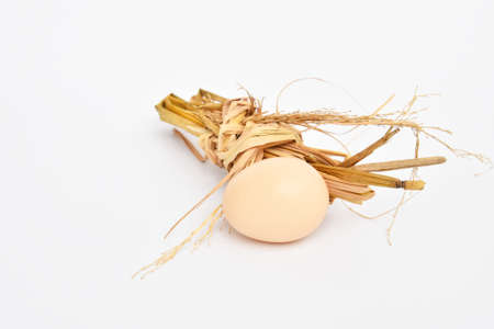 Eggs and strawの写真素材