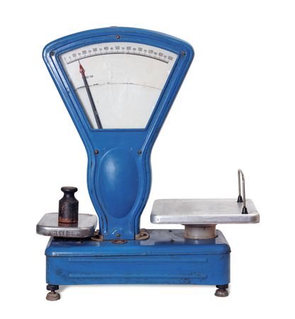 Vintage, from 60-70s, grocery shop balances with weightの写真素材