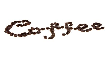 Inscription "Coffee" made from coffee beansの写真素材