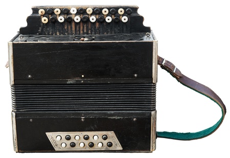 Vintage accordion (bayan) isolated on white.の写真素材