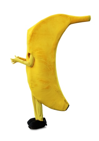 Funny banana man isolated with clipping path may be used for montage any face in profileの写真素材