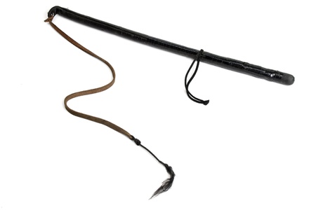 Leather whip isolated on white