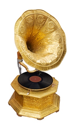 Golden gramophone isolated  の写真素材