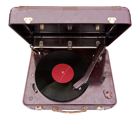 Retro portable turntable isolated の写真素材