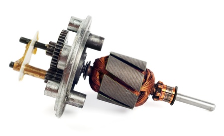 Parts of electric motor isolated on white