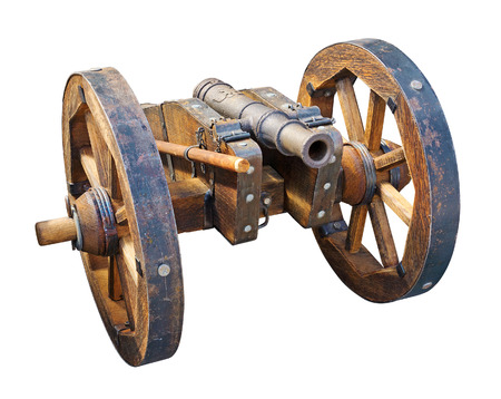 Old cannon isolated on white. Clipping path included.