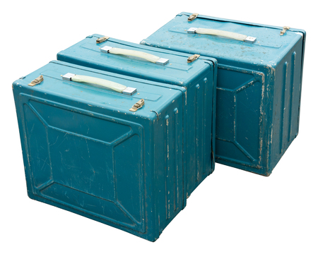 Metal cases isolated on whiteの写真素材