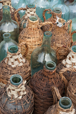 A lot of old wine bottlesの写真素材