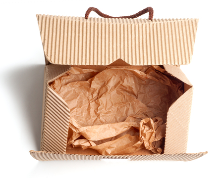 Bag (box) made of corrugated cardboardの写真素材