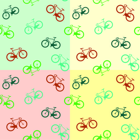 colorful silhouettes of a bicycle on a gentle backgroundのイラスト素材
