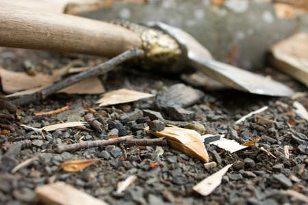 beautiful ax for chopping firewood with wooden handleの写真素材