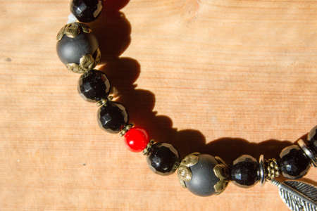 Bracelet stone and glass beads with pendantsの写真素材