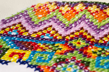 Embroidery colorful thread Navajo ornament jeans blue
