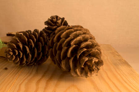 Christmas wreath on the door of handmade. Christmas decoration with pine cones , balls and ribbons.