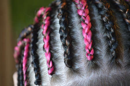 african braids with kanekalon at close upの写真素材