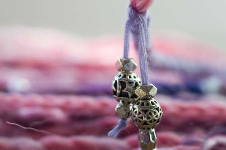 braids on a wood background at close rangeの写真素材