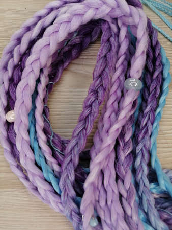 african braids with kanekalon at close range with beads