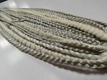 african braids with kanekalon at close range with beads