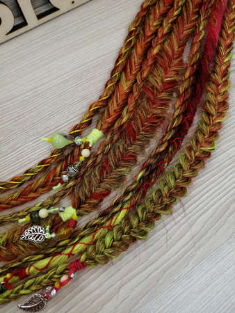 african braids with kanekalon at close range with beads