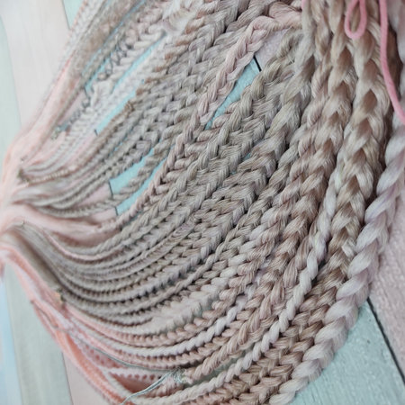 african braids with kanekalon at close range with beads