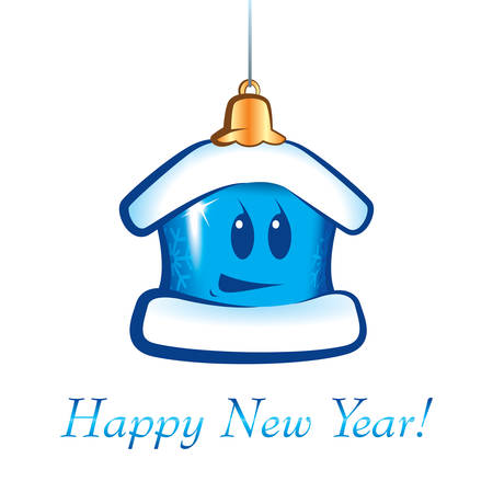 New Year Christmas cartoon house  Vector illustrationのイラスト素材