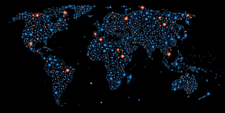 World map made out of stars of different sizes, all continents and ocean has layers, to easy editのイラスト素材