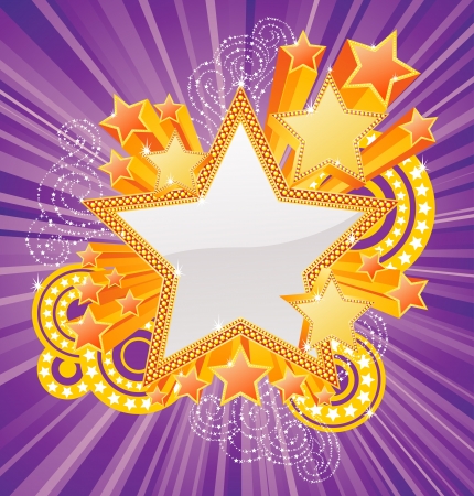 Marquee banner with stars and lights, file is separated on layers. のイラスト素材