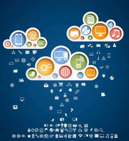 Clouds of iconsのイラスト素材