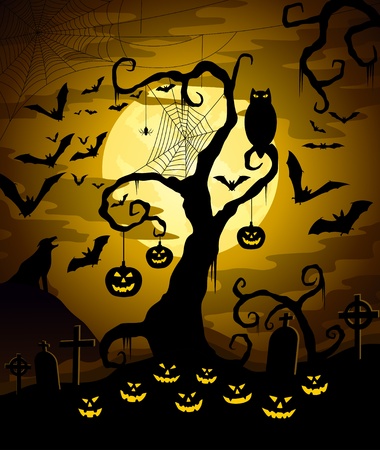 Halloween Night  Halloween background, greeting card  のイラスト素材