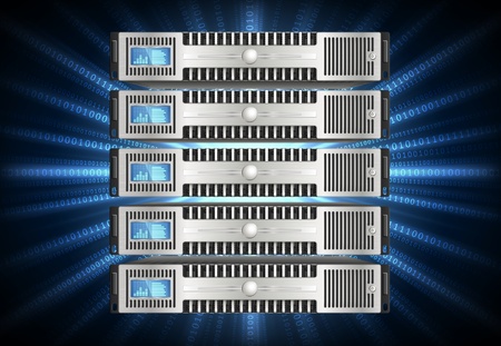 Illustration of network server on the digital background