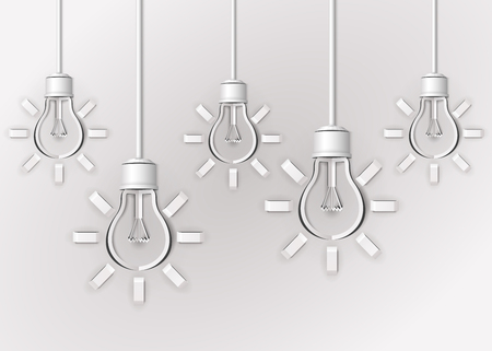  abstract light bulbs made of white paperのイラスト素材