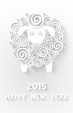 Abstract paper sheep, 2015 new year symbol, with extensional shadows and 3d effects, EPS 10 contains transparencyのイラスト素材