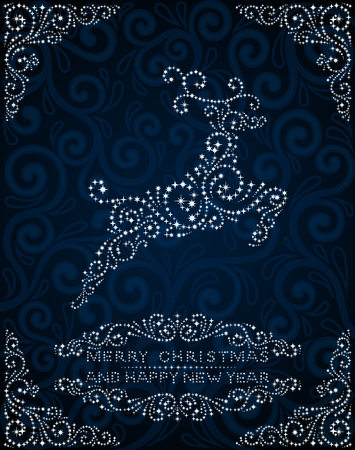 Abstract christmas card with deerのイラスト素材