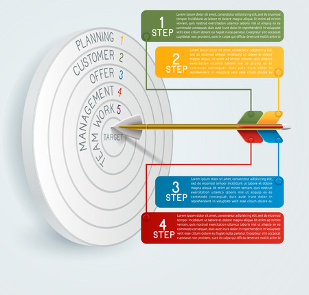 Business concept template Business target reaching idea with arrow. Can be used for education, banner, template, diagram. EPS 10 contains transparencyのイラスト素材