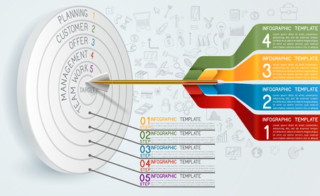 Business concept template Business target reaching idea with arrow. Can be used for education, banner, template, diagram. EPS 10 contains transparencyのイラスト素材