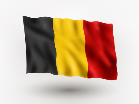Illustration of waving flag of Belgium, isolated flag icon, EPS 10 contains transparency.のイラスト素材