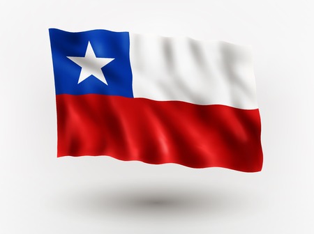 Illustration of waving flag of Chile, isolated flag icon, EPS 10 contains transparency.のイラスト素材