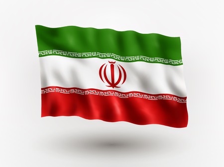 Illustration of waving flag of Iran, isolated flag icon, EPS 10 contains transparency.