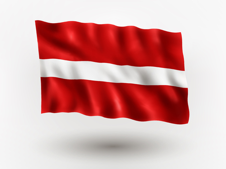 Illustration of waving flag of Latvia, isolated flag icon, EPS 10 contains transparency.のイラスト素材