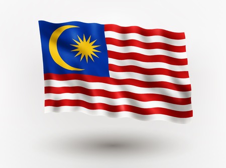 Illustration of waving flag of Malaysia, isolated flag icon, EPS 10 contains transparency.のイラスト素材
