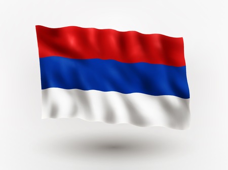 Illustration of waving flag of Serbia, isolated flag icon, EPS 10 contains transparency.のイラスト素材