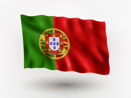 Illustration of waving flag of Portugal, isolated flag icon, EPS 10 contains transparency.のイラスト素材