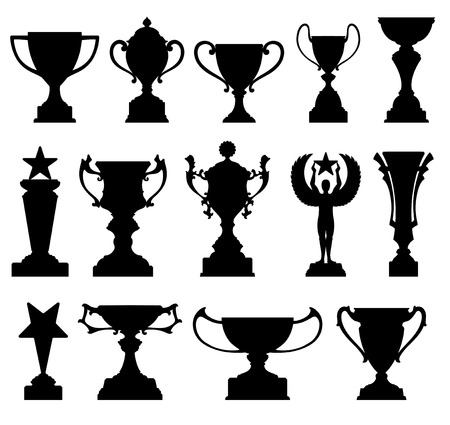 Set of trophy cup silhouettes, EPS 8のイラスト素材