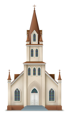 Illustration of christian church, realistic image of protestant church EPS 10 contains transparency.のイラスト素材