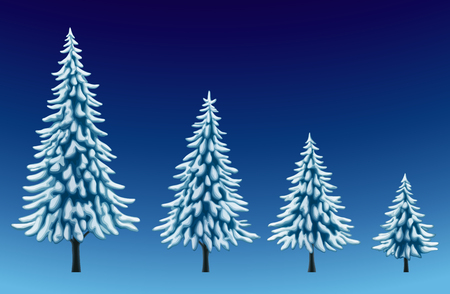Set of pine trees in snow, illustration of christmas trees, for holiday season and new year, EPS 10 contains transparency.のイラスト素材