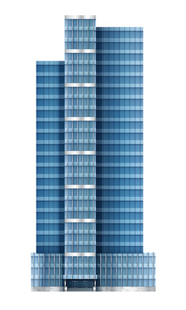 Illustration of skyscraper, modern apartment and office building, with facade of glass, illustration on the business, EPS 10 contains transparency, layered vector file.のイラスト素材