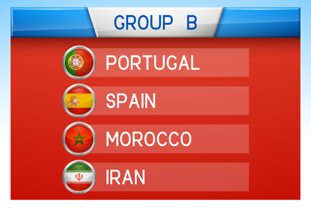 Collection of vector flag icons, football world championship group, world football cup 2018, EPS 10 contains transparency.のイラスト素材